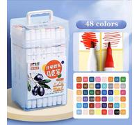 Ensemble De Marqueurs À Double Extrémité Pour Enfants,Dessin,Étudiant,Manga,Peinture,Fournitures D'art Scolaire,12,24,36,48 Couleurs - Type 48colors