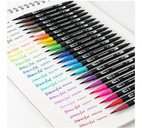 Ensemble de marqueurs à double pointe de 12/24/36/48/60/80/100/120 pièces, avec pointe fine et pointe de pinceau, têtes souples, convient pour l'école, le dessin, l'écriture, le journal, styles aléato