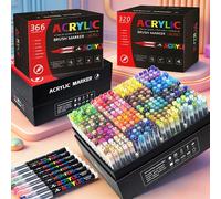 Ensemble de marqueurs acryliques de 12 à 366 couleurs, marqueurs permanents avec pointe pinceau, marqueur de peinture acrylique pour pierre, verre, céramique, toile, bois 168 Colors
