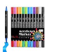 Ensemble de marqueurs acryliques, marqueurs à pinceau acrylique,Stylos à dessin à double pointe pour céramique | Artisanat pour la fabrication de matériaux artistiques, marqueurs acryliques colorants
