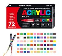 Ensemble de marqueurs acryliques, marqueurs de peinture acrylique imperméables, Crafts Art Painting Pen - Conseils de coureurs acryliques à pointe de brosse douce, parfait pour dessiner des œuvres