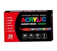 Ensemble de marqueurs acryliques | Stylos de peinture acrylique 36 couleurs, marqueurs peinture à pointe pinceau souple, stylo étanche à séchage rapide pour sur roche, toile, bois, fou