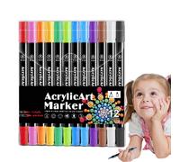 Ensemble de marqueurs acryliques, stylos pinceaux acryliques | Pointe pinceau et pointe de pointe Marquages colorés pour la peinture sur roche - Coloriage de marqueurs acryliques, fabrication