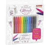 Alpino Set Lettering 12 Markers + Book Multicolore Enfants