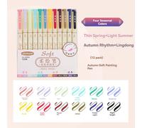 Ensemble De Marqueurs D'art De Lettrage Rétro,Stylo À Dessin Multicolore,Pointe De Pinceau Souple,Calligraphie,Peinture,Esthétique,Fournitures Scolaires Mignonnes,24 Doc - Type 12 Four Season Color