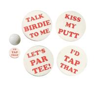 Ensemble de marqueurs de balle de golf - 4 pièces, accessoire de clip pour chapeau de marqueur rond | Funny Pun Humor Design Accessoire de golf pour les golfeurs adultes Coffret cadeau de jeu de cours