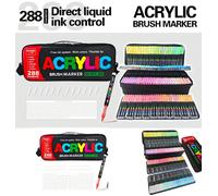 Ensemble de marqueurs de peinture acrylique GN 240/288 couleurs, pointe de pinceau pour peinture sur roche, cadeau de Festival, stylos d'art DIY, livré avec sac de rangement 240 colors box