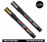 Ensemble De Marqueurs De Peinture Uni Posca PC-3M Or Et Argent Paquet De 2