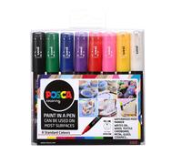 Posca 153544382 Lot de 8 Marqueur peinture avec encre à base d'eau et pointe fine, 1 mm