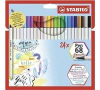 Feutre pinceau - STABILO Pen 68 brush- Pochette x 24 feutres- coloris assortis