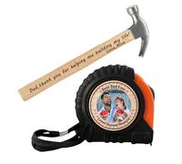 Ensemble de marteau de ruban à mesurer spécial pour papa, ruban à mesurer en bois personnalisé pour papa, ruban à mesurer personnalisé pour la fête des pères, cadeau de papa pour fille (Style-02)