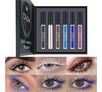 Ensemble de mascara coloré de 6 couleurs, mascara imperméable coloré d'arc-en-ciel 3D Fiber Lash Mascara Volume Eye lash (A)