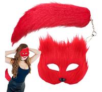 Ensemble de mascarade et de queue d'animaux, ensemble de cosplay d'animaux pour filles,Ensemble de costumes pour fille pour cosplay animalier | Couvre-visage d'animal à moitié poilu pour une fête de r