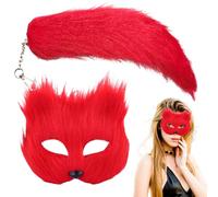 Ensemble de mascarade et de queue d'animaux, ensemble de cosplay d'animaux pour filles, Ensemble de costumes pour fille pour cosplay animalier, Couvre-visage d'animal à moitié poilu pour une fête de r
