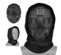 Ensemble de Masque Tactique Wild, Masque Intégral Airsoft Tête de Mort, avec Cagoule Adaptateur NVG pour Jeux de Guerre CS Déguisements d'halloween et Cosplay(Bkcp)