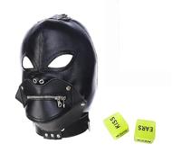 Ensemble de masques à capuche Halloween Horror (3 pièces) - Capuche en cuir ajustable + dés effrayants, décorations terrifiantes pour soirées à thème