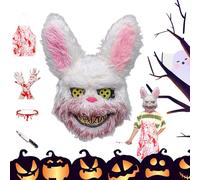 Ensemble de masques de lapin pour Halloween,masque halloween effrayant,Masque de Lapin en Peluche pour Enfant Adulte,deguisement lapin,pour Halloween Carnaval Fête Déguisées Cosplay Mascarade