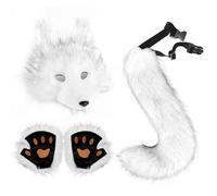 Ensemble De Masques De Loup - Faux Cuir, Masque De Loup Et Costume De Gants, Clip De Queue De Renard | Accessoires De Fête De Jeu De Rôle Applicables Multi-occasions, Accessoires De Cosplay Pour Femme