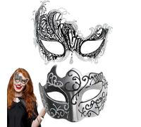 Ensemble de masques de mascarade pour couple - Masques de costume en dentelle pailletée, paire d'yeux assortie, couvre-visages décoratifs avec artisanat raffiné | Accessoire de fête pour femmes et
