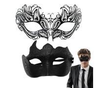 Ensemble de masques de mascarade pour couple - Masques de costume en dentelle pailletée, paire d'yeux assortie, couvre-visages décoratifs avec artisanat raffiné | Accessoire de fête pour femmes et