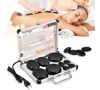 Ensemble de massage aux pierres chaudes, ensemble de massage en basalte avec boîte de chauffage portable, poêle à pierres chaudes à domicile, massothérapie, spa (9)
