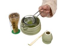 Ensemble de matcha avec scoop whik - kit d'outils de thé en naturel, cuillère de mélange classique et chasen | Design de style zen, thème rituel de cérémonie, fonctionnalité artisanale,