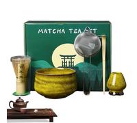 Ensemble de matcha, fouet à matcha - Ensemble de 5 pièces pour matcha - Bol à matcha et fouet - Kit de démarrage à matcha 5 pièces avec bol à matcha et fouet - Accessoires à matcha pour la famille
