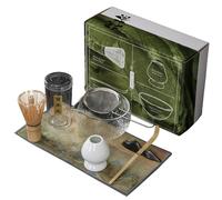 Ensemble de matcha, jeu de fouet Matcha 7pcs, y compris le fouet Matcha et le bowl, le plateau de matcha, le porte-traits de Matcha et le tissu à thé, la cuillère de Matcha et le stand, le kit Matc