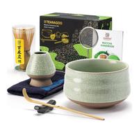Ensemble de matcha TEANAGOO, kit de matcha de 7 pièces pour cérémonie, ensemble de fouet à matcha, bol à matcha en céramique, ensemble de thé à matcha pour le petit-déjeuner/latte au matcha, fouet à m