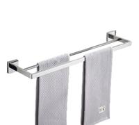 Ensemble de matériel de Salle de Bain en Acier Inoxydable, Porte-Brosse à Dents chromé Poli, Porte-Papier, Barre à Serviettes, Accessoires de Salle de Bain, Forme carrée, Double Barre de 50 cm