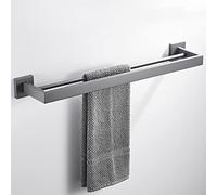 Ensemble de matériel de salle de bain gris canon - Porte-serviettes, porte-papier toilette, barre de serviette, crochet, porte-savon, brosse WC - Accessoires complets de salle de bain pour une