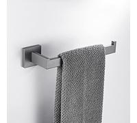 Ensemble de matériel de salle de bain gris canon - Porte-serviettes, porte-papier toilette, porte-serviette, crochet, porte-savon et brosse WC - Accessoires de salle de bain complets avec 2 barres de