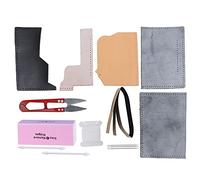 Ensemble de matériel en Cuir Bricolage en Forme d'ours, kit d'artisanat Semi-Fini pour Sublimation de Sac de Cartes Portefeuille, Cuir tanné végétal avec revêtement de Cire, (Noir Brillant)