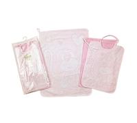 Ensemble de maternelle RALPH 3 pièces : bavoir éponge avec élastique 26 x 34 cm, serviette 40 x 50 cm, sac en toile 32 x 37 cm, complet pour crèche, coton 100 % fabriqué en Italie (Rose)