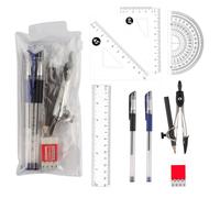 Ensemble de mathématiques | Ensemble de géométrie avec boussole, rapporteur de mathématiques et compas | Ensemble de compas, rapporteur et règle et stylo gel avec trousse transparente | Ensembles de