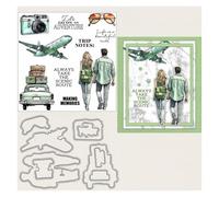 Ensemble de matrices de découpe « Amoureux du voyage », tampon et matrice de découpe en silicone, tampon et matrice de découpe transparents for scrapbooking, album photo et décoration de cartes.