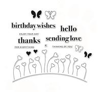 Ensemble de matrices et de tampons en silicone transparent pour la fabrication de cartes, vœux d'anniversaire, bonjour, remerciements, mots d'amour, phrases d'amour, tampons en silicone transparent