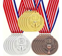 Ensemble de médailles en métal Or, Argent, Bronze 3 couleurs avec cordon de cou, médailles de champion de compétition sportive avec trophée et marquages de numéro, médailles commémoratives de récompen