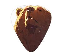 Ensemble de médiators imprimés ours marron avec tête surélevée - 12 médiators fins, moyens et épais, adaptés pour guitare, basse, guitare électrique et ukulélé
