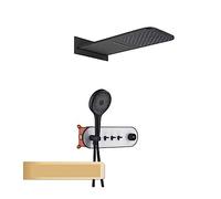 Ensemble de mélangeur de douche thermostatique, affichage numérique intelligent, ensemble de robinets de douche froide et chaude en laiton, système de douche de salle de bain noir simple, conception