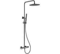 Ensemble de mélangeur de Douche thermostatique, Robinet de Salle de Bain à Colonne de Douche exposée à Montage Mural Multifonction avec Pomme de Pluie inverseur, Ensemble de système de Douche en
