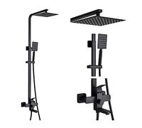 Ensemble de mélangeur de douche thermostatique, système de douche à effet de pluie noir et chromé avec affichage numérique, robinet de bain à commande thermostatique, kit de douche complet pour