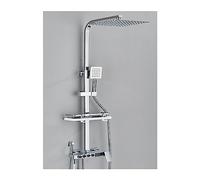 Ensemble de mélangeur de douche thermostatique, système de douche à effet de pluie thermostatique noir/chrome avec mélangeur de robinet de bain à affichage numérique, kit de douche complet pour une