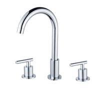 Ensemble de mélangeur de lavabo à 3 trous de robinetterie, argent, 2 poignées, robinets de lavabo à trois trous de robinetterie, robinets à trois trous chauds ou froids pour lavabo de salle de bain,