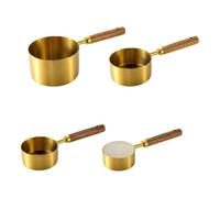 Ensemble de mesures en acier inoxydable : mesures en métal avec manche en bois, mesures de cuisine empilables | Outils de mesure pour ingrédients solides et liquides, ensemble de 4 tailles avec do