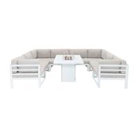 Ensemble de Meuble de Jardin Aluminum Blanc Modulaire 9 Pcs Canapé Table Foyer