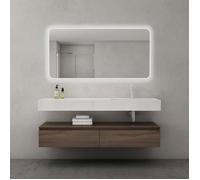Ensemble de meuble de salle de bain marron avec lavabo 150cm design Up - SO GOOD