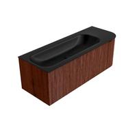 Ensemble de meuble de salle de bain Mondiaz KURVE - 125x46x40cm - 1 tiroir - 1 porte - lavabo en solid surface - gauche - 1 trou de robinet - Ruby KRVBGM125R1L1D1KLRubUrb