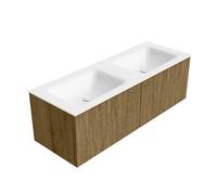 Ensemble de meuble de salle de bain Mondiaz KURVE - 130x46x40cm - 2 tiroirs - lavabo en solid surface - double - sans trou de robinet - Dusk KRVCLO1302L0D0KDDusTal