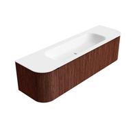 Ensemble de meuble de salle de bain Mondiaz KURVE - 160x46x40cm - 1 tiroir - 2 portes - lavabo en solid surface - milieu - sans trou de robinet - Ruby KRVBGM160LR1L2D0KMRubTal